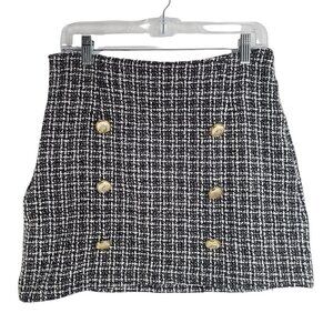 Womens, Black Tweed Nautical Mini Skirt